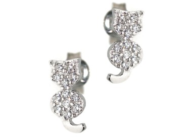 RMB|cat earrings 925 silver pavé zircons contrariè kitten tail