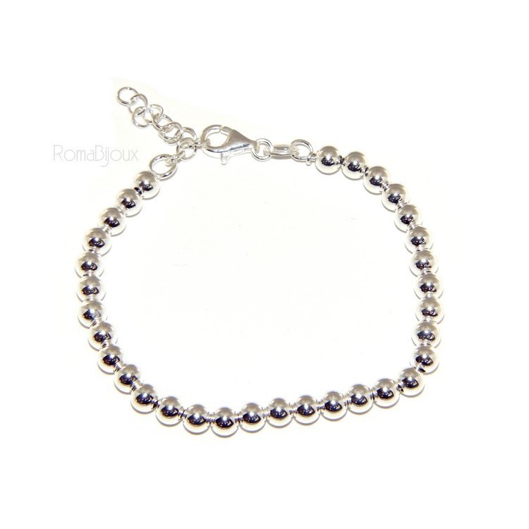 RMB|SILVER 925: Bracelet man woman balls 5 mm lung 15:00 20:00 cm