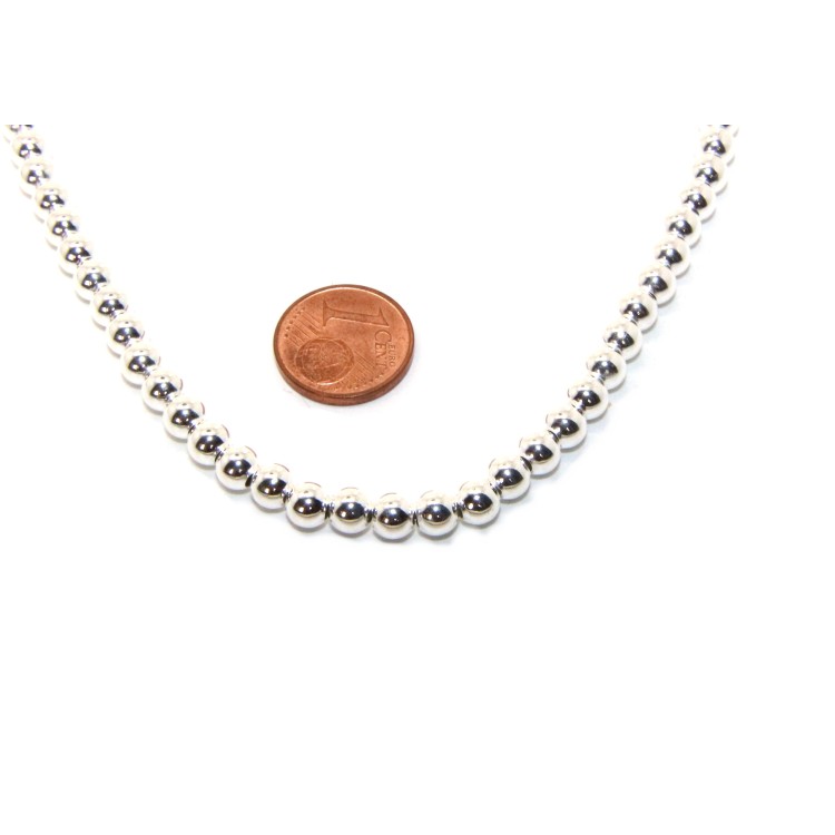 RMB|SILVER 925 Women s choker necklace 5mm ultra light balls long 40 + 4 cm