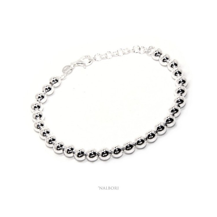 RMB|SILVER 925 Bracelet man woman balls 6 mm light