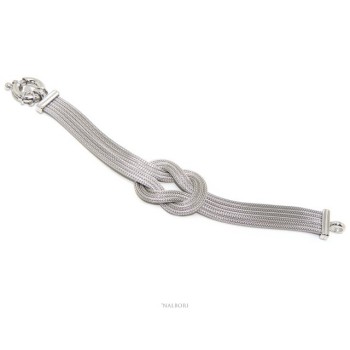 RMB|ARGENTO 925 Bracciale da donna fox tail 6 fili con nodo piano polso sottile circonferenza  14,50 - 16 cm