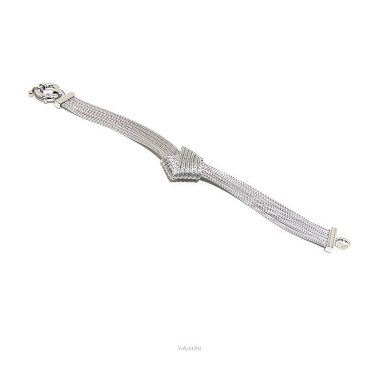 RMB|ARGENTO 925 Bracciale da donna fox tail 5 fili con nodo semplice