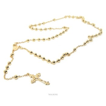 RMB|Rosary necklace for men or women in 925 sterling silver cross worked balls 5 mm 67 cm Bathroom Yellow gold