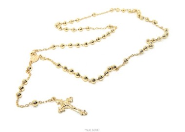 RMB|Rosary necklace for men or women in 925 sterling silver cross worked balls 5 mm 67 cm Bathroom Yellow gold