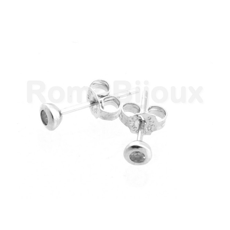 RMB|Argento 925 : orecchini donna uomo micro cipollina 2mm zirconi bianchi