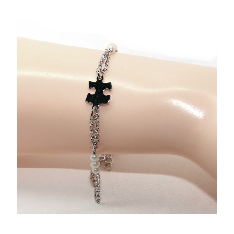 RMB|529/5000
Bracelet man woman boy Silver 925 rosary working white glass beads with central puzzle 16.00-19.00 cm