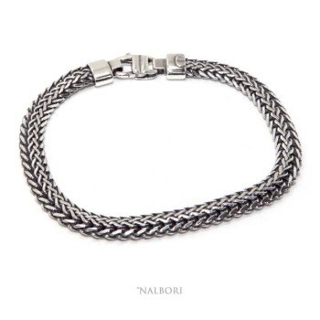 RMB|Bracciale da uomo snake piatto bizantino scuro anticato made in italy