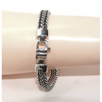 RMB|NALBORI woman SILVER 925 Solid dark antique Byzantine snake bracelet men's bracelet made in italy