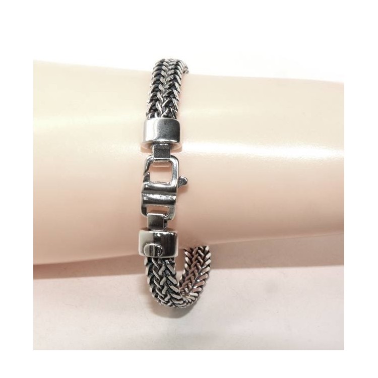 RMB|NALBORI woman SILVER 925 Solid dark antique Byzantine snake bracelet men's bracelet made in italy