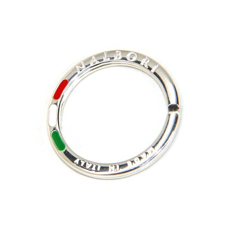 RMB|Key ring man or woman with massive printed ring made in Italy Italian flag enamel NALBORI made in italy