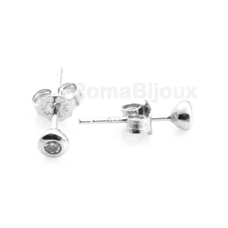 RMB|Argento 925 : orecchini donna uomo micro cipollina 2mm zirconi bianchi