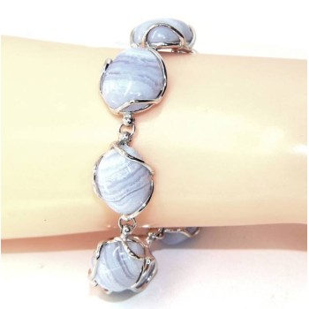 RMB|Bracciale donna in Argento 925 e pietre di calcedionio naturale azzurro