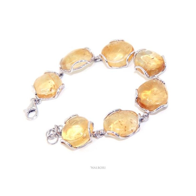 RMB|nalbori Bracciale donna in Argento 925 e pietre di citrino naturale giallo 30 gr