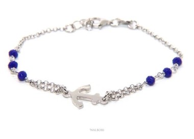 Romabijoux|fine silver bracelet for man or woman dog tag helm italy blue crystal
