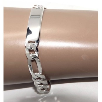 RMB|bracelet in light 925 silver, solid with 10 mm figaro chain, wrist circumference 20.5 cm NALBORI