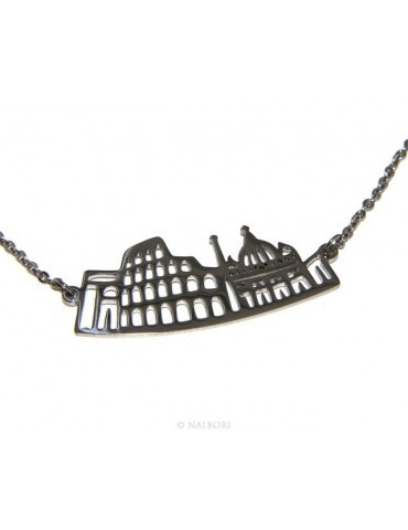 Acciaio : Esclusiva collana forzatina citta d'Italia souvenir skyline Roma