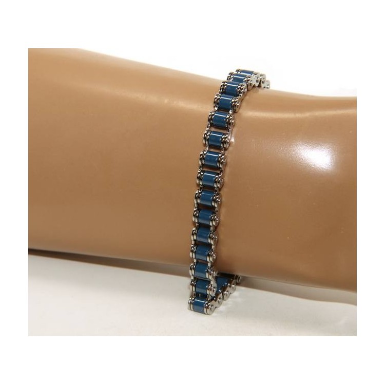 RMB|nalbori Stainless steel bracelet chain hypoallergenic ip blue 9 mm wrist 17 - 20 cm
