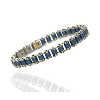RMB|Stainless steel bracelet chain hypoallergenic ip blue 9 mm wrist 17 - 20 cm nalbori