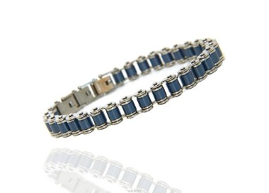 RMB|Stainless steel bracelet chain hypoallergenic ip blue 9 mm wrist 17 - 20 cm nalbori