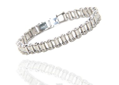 RMB|nalbori Stainless steel bracelet chain hypoallergenic ip silver 9 mm wrist 16 - 19 cm