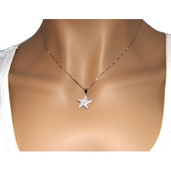 RMB|Argento 925 : Collana Collier donna veneziana con ciondolo stella marina pavè di zirconi  nalbori originale