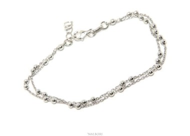 RMB|Bracelet man woman silver 925 rosary working double chain balls 3mm 16-19,50 cm
