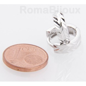 RMB|Argento 925 : orecchini massicci a scattino uomo o donna diamantati sfaccettati piccoli 13 mm(un paio)