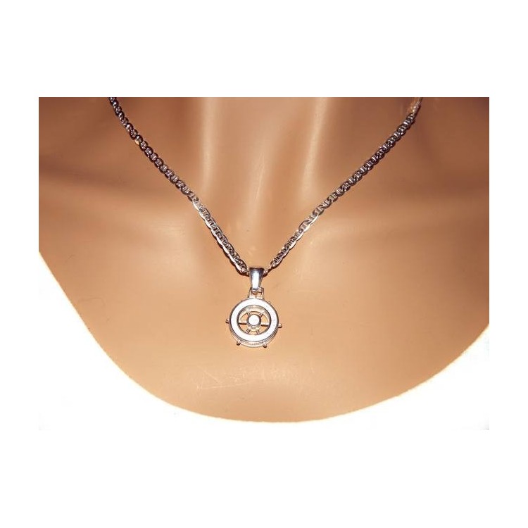 RMB|collana argento 925 massiccio Collana da uomo maglia marina con pendente timone NALBORI