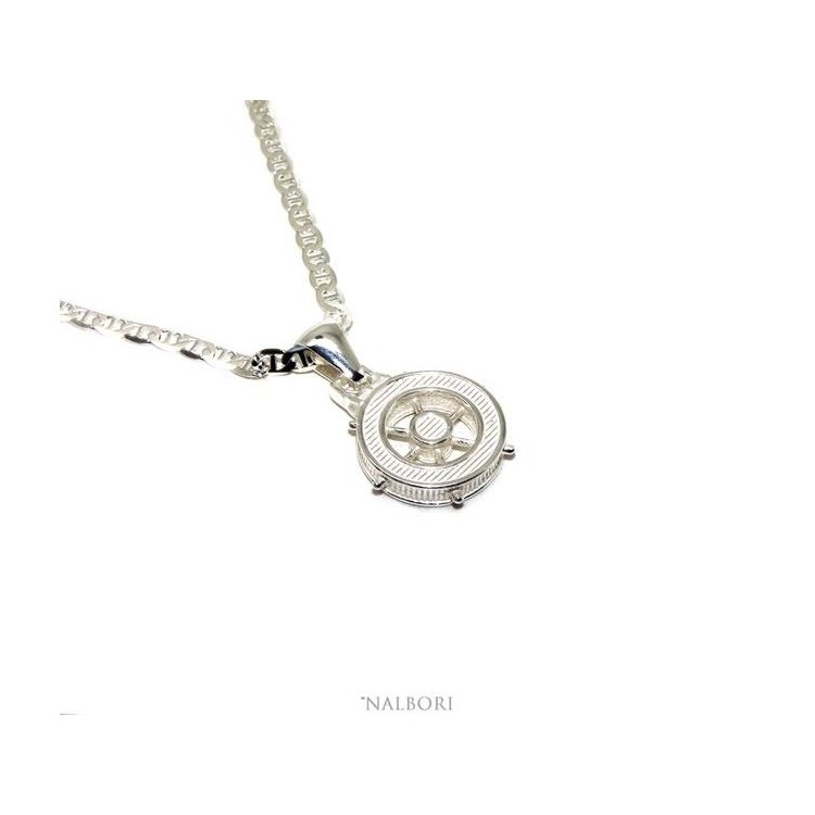RMB|SILVER 925 solid: Marine necklace for men with rudder pendant NALBORI