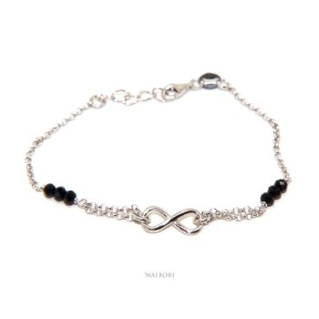 RMB|italian brand nalbori Woman bracelet Silver 925 three-black crystal with infinity 16 - 18.50