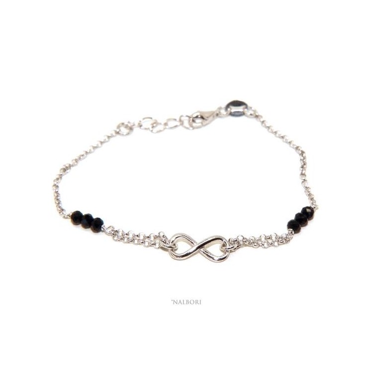 RMB|italian brand nalbori Woman bracelet Silver 925 three-black crystal with infinity 16 - 18.50