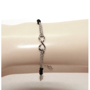 RMB|NALBORI italy Woman bracelet Silver 925 three-black crystal with infinity 16 - 18.50