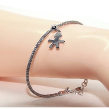 RMB|Braccialetto NALBORI Argento 925 fox tail cavetto per donna o uomo ciondolo bambino cm 16 - 19,50