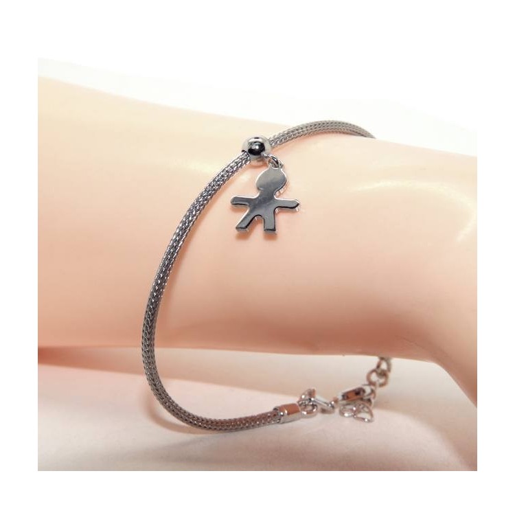 RMB|Braccialetto NALBORI Argento 925 fox tail cavetto per donna o uomo ciondolo bambino cm 16 - 19,50