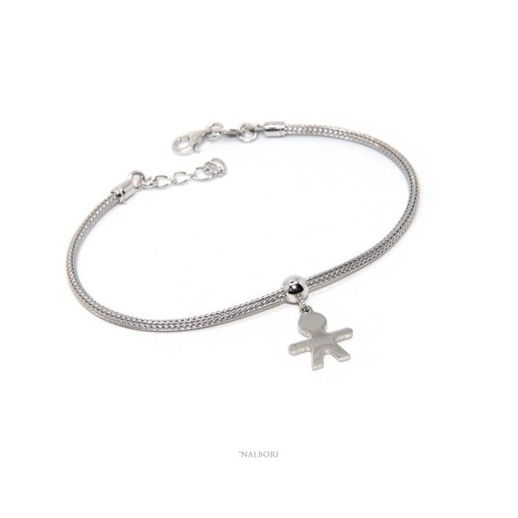 RMB|Bracelet Sterling silver fox tail cable for woman or man child pendant 16 cm - 19.50