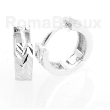 RMB|Silver 925/oo : earrings massive cliquet man or woman diamond faceted small 13 mm (one pair)