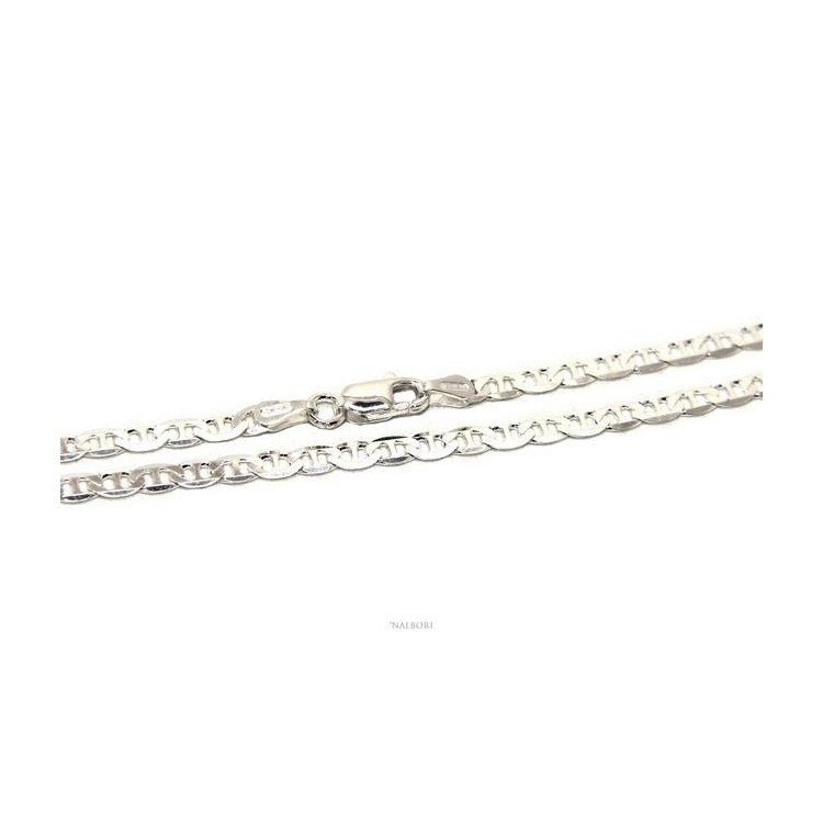 RMB|ARGENTO 925 : Collana o Bracciale uomo catena maglia marina 3 mm massiccia chiara NALBORI