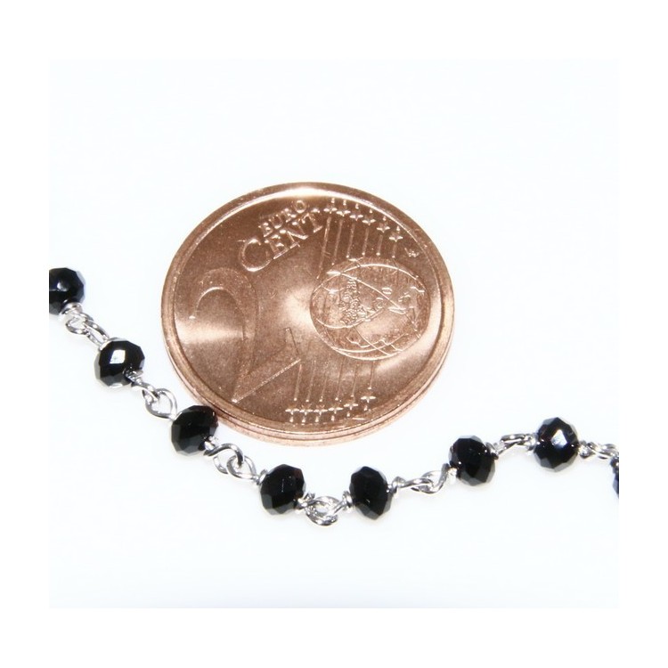 RMB|Collana Rosario uomo Argento 925 Con cristallo nero croce e madonna 66 cm