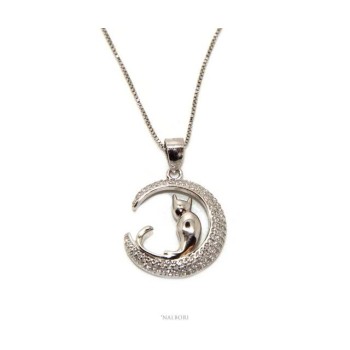 RMB|Silver 925: Necklace Venetian woman necklace with pendant moon cat 19mm nalbori