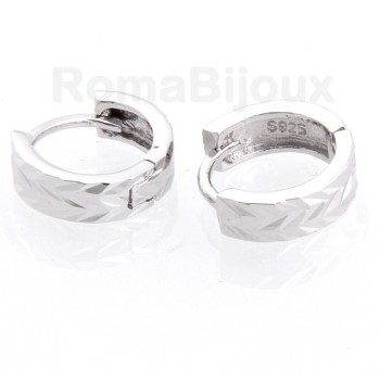 RMB|Silver 925/oo : earrings massive cliquet man or woman diamond faceted small 13 mm (one pair)
