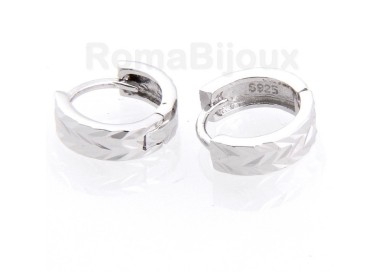 RMB|Silver 925/oo : earrings massive cliquet man or woman diamond faceted small 13 mm (one pair)