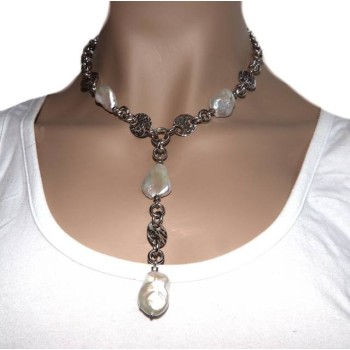 RMB|Necklace 925 silver necklace for women with large natural baroque pearls