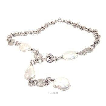 RMB|Collana collier argento 925 da donna con grandi perle barocche naturali nalbori