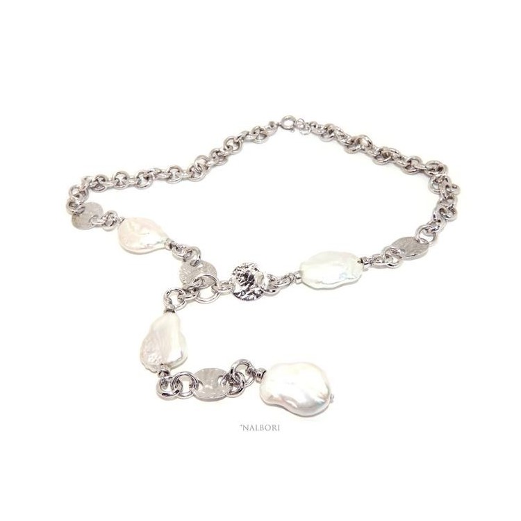 RMB|Collana collier argento 925 da donna con grandi perle barocche naturali nalbori