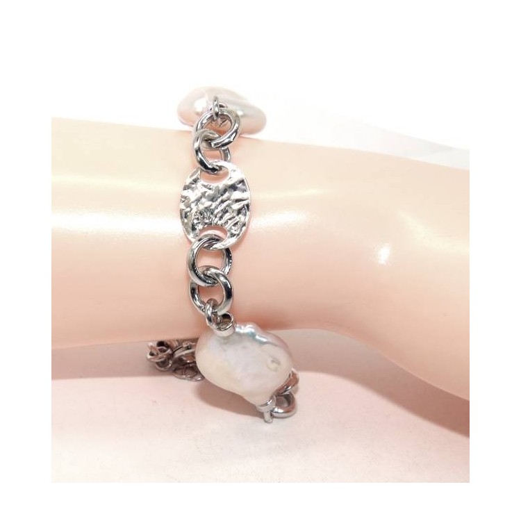 RMB|Woman bracelet in 925 sterling silver and baroque baroque pearl
