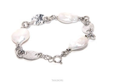 RMB|Woman bracelet in 925 sterling silver and baroque baroque pearl