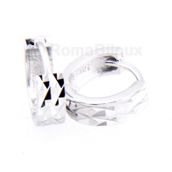 RMB|Silver 925: earrings massive cliquet woman and diamond faceted small 13 mm (one pair)