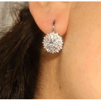 RMB|NALBORI Orecchini monachella in argento 925 tondi rosone di zirconi bianco