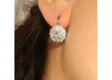 RMB|Woman earrings in silvered 925 sterling silver round of cubic zirconia 13mm