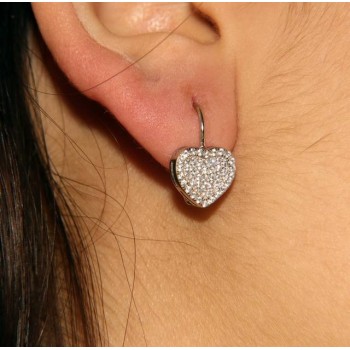 RMB|Woman earrings in silver 925 silver heart micropavè of cubic zirconia 10mm